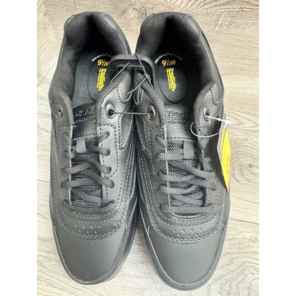 Treadsafe Dustin Non Slip Shoes Men's 9.5 Wide Black Leather Performance Sneaker - Picture 3 of 11